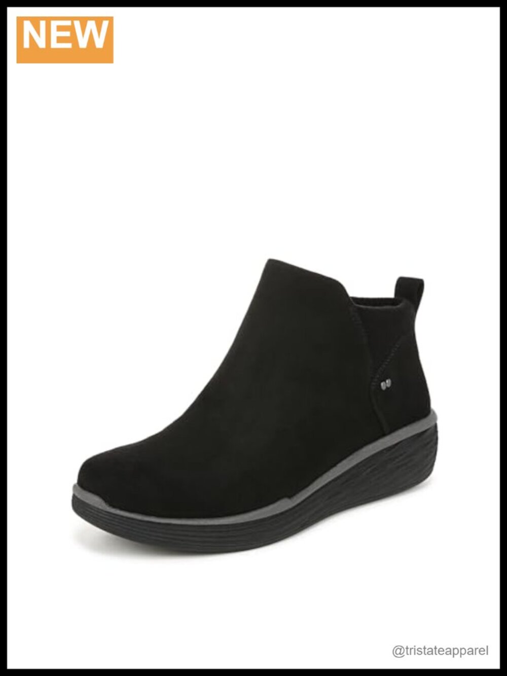 Ryka Noelle 3 Ankle Bootie Slip-On Weatherproof Round Toe Wedge Boots Walking